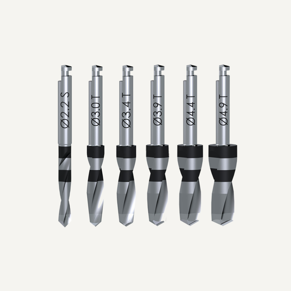 Drill Kit Tapered–Short. Twist Drills ∅2.2, 3.0T, 3.4T, 3.9T, 4.4T, and 4.9T